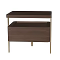 Modern Dark Brown Wooden Bedside Table With Drawer And Gold Metal Legs