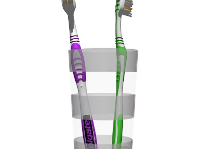 Colorful Toothbrushes In Transparent Cup For Daily Washing Use 3d model