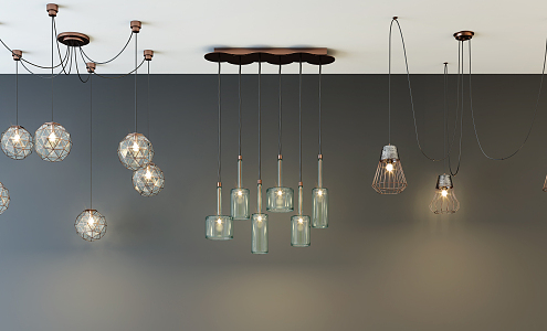 Modern chandelier fashion simple metal chandelier combination 3d model