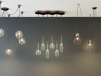 Modern chandelier fashion simple metal chandelier combination 3d model