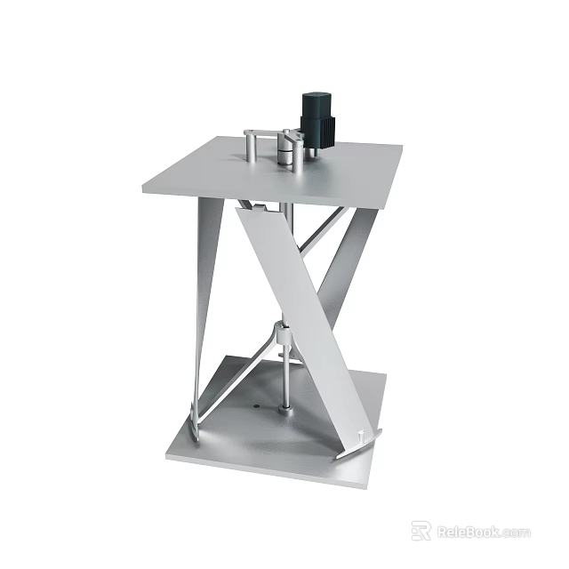 Industrial Metal Workbench With X Shaped Frame And Top Equipment 3d model 