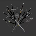 Various Types of Crossed Swords in Circular Display as Weapons