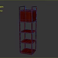 Red Wooden Storage Shelf Unit With Multiple Tiered Shelves For Home Organization
