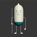 Cartoon Style Game Character With White Body Blue Face And Spear