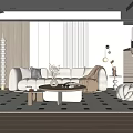 Modern Living Room Interior Design With Wooden Walls White Sofa Round Coffee Table And Rug