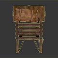 Vintage Wooden Cart With Rustic Wheels And Wooden Crate Loaded