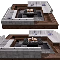 Cozy Outdoor Sofa In Wooden Deck Living Space With Fire Pit And Cushions