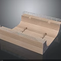 Wooden Skateboard Ramp Building With White Railings And Double Slopes