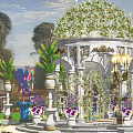 Flower Shelf Courtyard Corridor 3d model