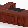 Classic Wooden Office Desk With Solid Wood Construction Black Tabletop And Storage Drawers