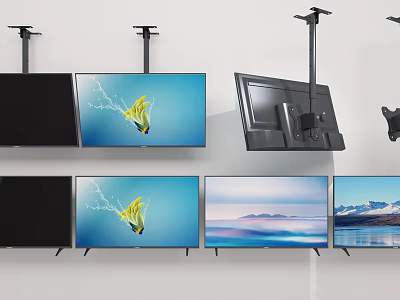 Modern Televisions With Wall Mounted And Stand Designs And Scenic Screen Displays 3d model