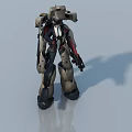 Sci Fi Armored Mech Robot With Weapon In Standing Pose Gray Black Red 3d model