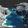 Garden Landscape Design With Natural River And Mountain Terrain Model