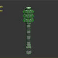 Ornate Decorative Column With Intricate Layered Carvings And Metallic Surface Against Dark Background