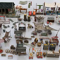 Ancient Market Scene With Traditional Stalls Figurines Vendor Displays And Folk Artifacts