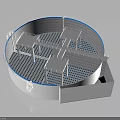 Circular Industrial Equipment With Internal Square Platforms And Grid Floor Structure 3d model