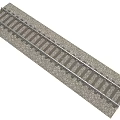 Detailed Model Railroad Straight Track Section with Gravel Bed and Metal Rails