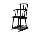 Modern Black Wooden Rocking Chair With Armrest For Comfortable Home Relaxation