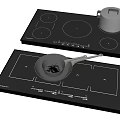 Electric Cooktop Kitchen Appliance with Heating Zones Control Panel and Cooking Pan