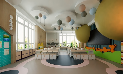 Modern Kindergarten Classroom 3d model