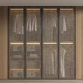 Modern Wardrobe Design Featuring Glass Mesh Doors Hanging Clothes Storage Shelves And Lighting