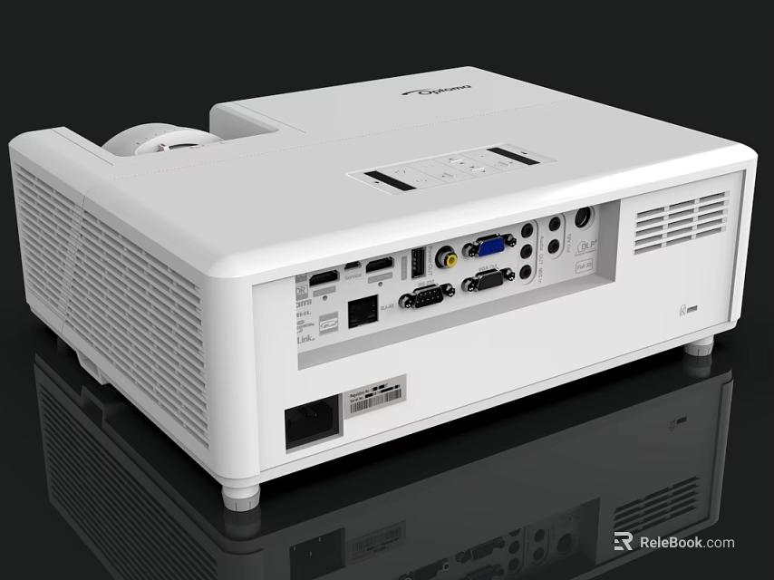 White Surveillance Projector With Rear Ports For HD Monitoring And Multifunctional Use 3d model 