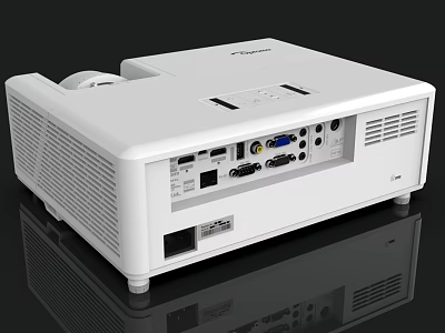 White Surveillance Projector With Rear Ports For HD Monitoring And Multifunctional Use 3d model