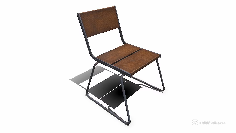 Modern Wooden Chair With Metal Frame And Minimalist Design For Home Use 3d model 
