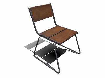 Modern Wooden Chair With Metal Frame And Minimalist Design For Home Use 3d model