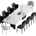 Elegant Modern Dining Table Set With Marble Tabletop And Black White Chairs 3d model