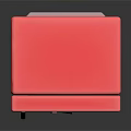 Red Double Door Kitchen Refrigerator With Golden Label And Shiny Exterior