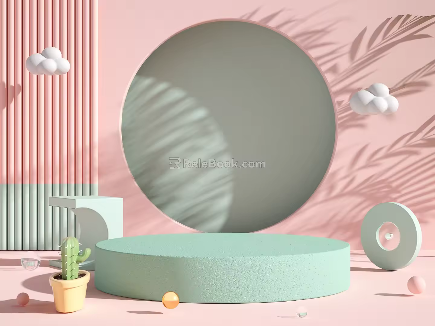 E-commerce booth C4D scene e-commerce activity mother and infant cream wind product background poster e-commerce background 3d model