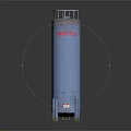 Industrial Vertical Blue Storage Tank With Ladder Top Guardrail And Red TANK Label