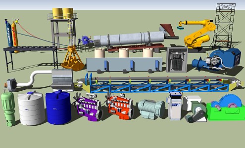 Modern Industrial Equipment Machinery Equipment Chemical Plant Steel Pipe Scaffolding Engine 3d model