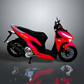 Sleek Red And Black Modern Scooter On Reflective Surface Against Gray Background 3d model