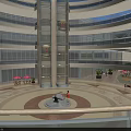 Well Lit Mall Atrium Multi Level Interior With Glass Elevator Circular Floor Design And Tables 3d model