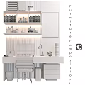 Modern Study Room Desk And Chair Set With Bookshelf Computer And Decorative Painting