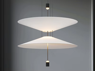 Modern Two Tiered White Chandelier With Metal Frame And Minimalist Design 3d model