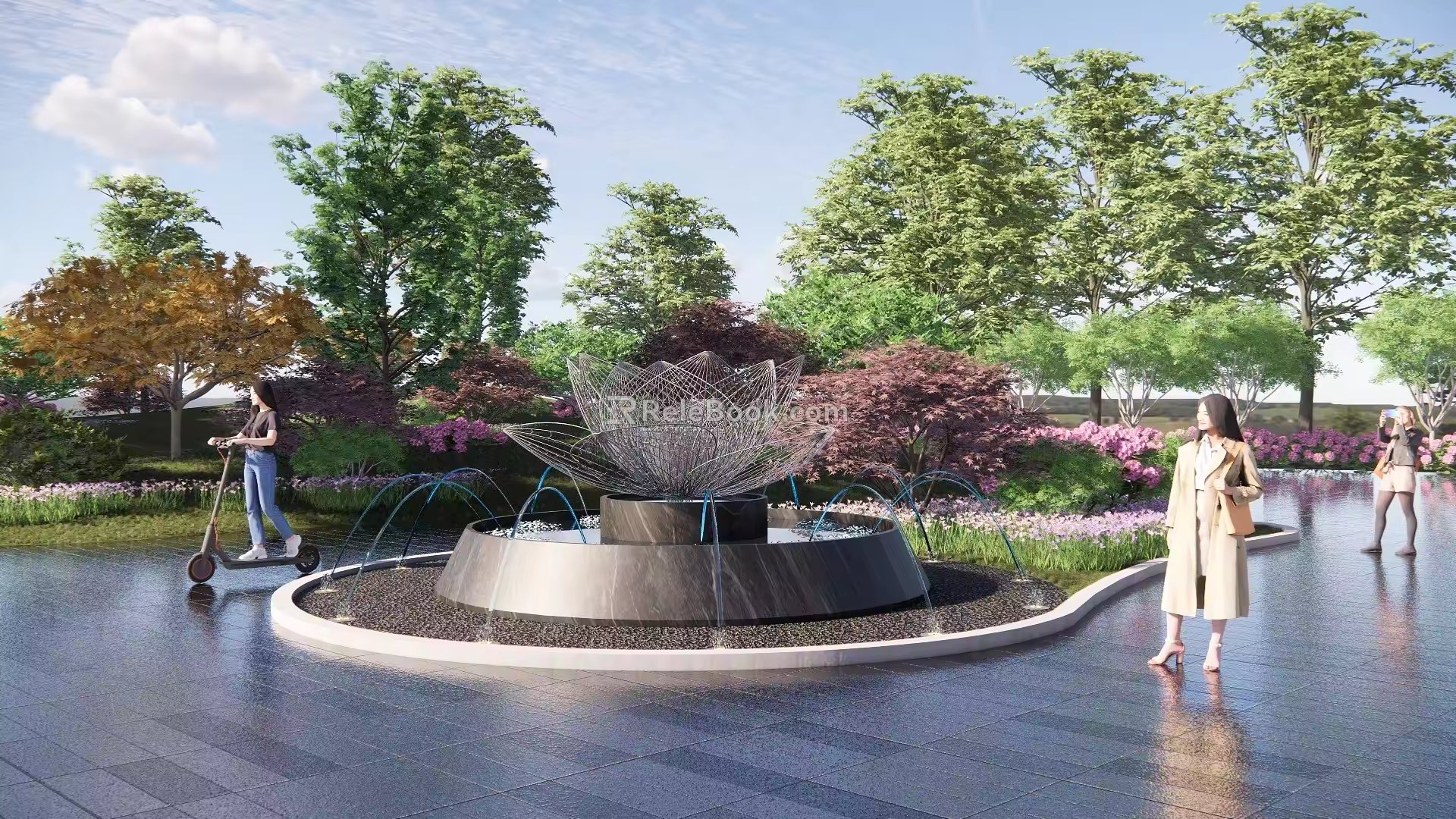 Waterscape Sculpture Green Square Sculpture 3d model