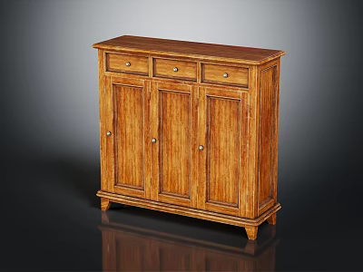 Wooden Entryway Cabinet Sideboard With Three Drawers Three Doors Classic Storage Design 3d model