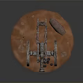 Ancient Cannon Model With Wooden Wheels Iron Barrel And Cannonballs On Brown Base