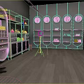Modern Interior Design With Circular Wall Decorations And Wooden Floor Display Shelves