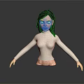 3D Rendered Female Game Movie Character With Black Hair White Turtleneck Gray Background And Reflection