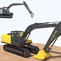 Yellow Black Construction Excavator Utility Vehicle With Tracks And Heavy Duty Bucket Design
