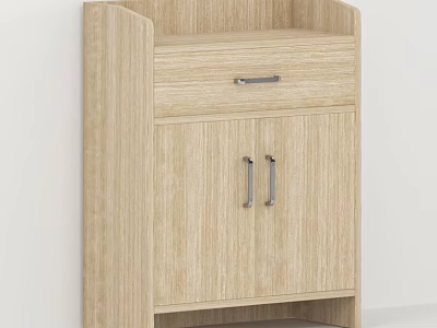 Modern Light Wood Shoe Cabinet With Drawer And Double Cabinet Doors Design 3d model