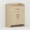 Modern Light Wood Shoe Cabinet With Drawer And Double Cabinet Doors Design