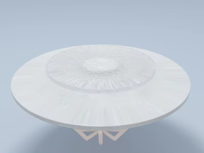 Round White Dining Table With Textured Top And Geometric Base Design 3d model