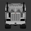 Silver Heavy Duty Truck With Chrome Grille Tall Cab Exhaust Pipes And Reflective Surface