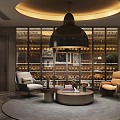 American Vintage Wine Cellar Cigar Room Glass Wine Cabinet Wine Rack Bar Negotiation Room VIP Room Bar Reception Room 3d model