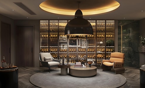 American Vintage Wine Cellar Cigar Room Glass Wine Cabinet Wine Rack Bar Negotiation Room VIP Room Bar Reception Room 3d model